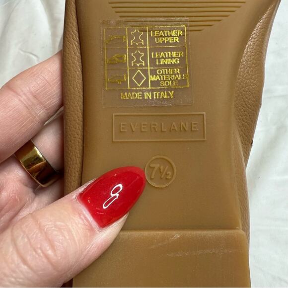 Everlane The Day Glove Flats Tan Nude Beige Leather 7.5 Ballet Flats Minimalist - Picture 7 of 8